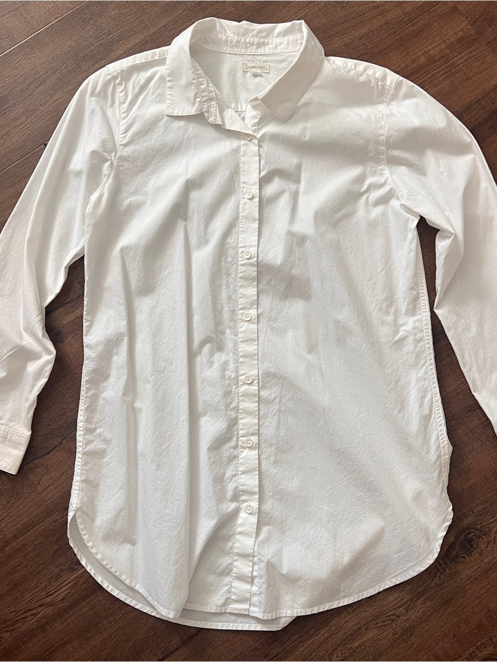 Garnet Hill White Organic Pima Cotton Button Down Shirt Size 10